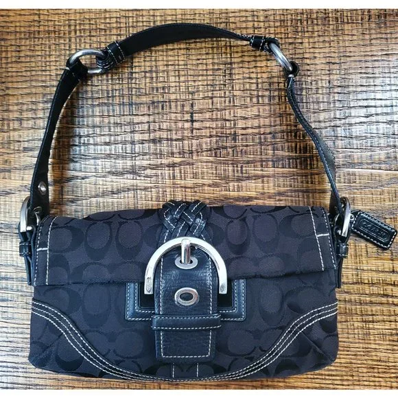訳あり COACH ワンショルダー シグネチャー キャンバス 黒